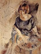 Jules Pascin Lucy and Aiermina are seated on the soft mat oil painting on canvas